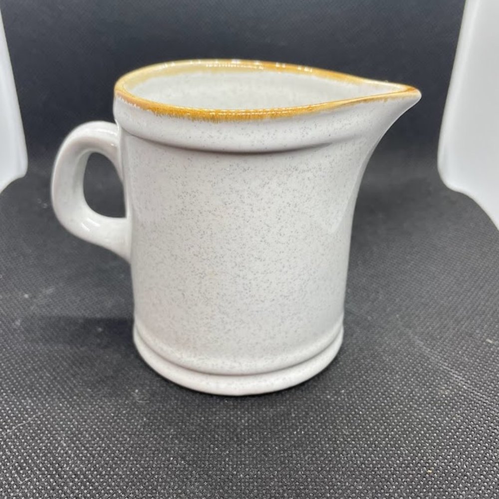 Small Grey with Tan Trim Stoneware Creamer Made in Japan